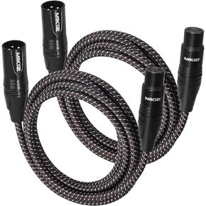 Braided XLR Cables for Microphone 1 Foot 10 Pack- 3 Pins XLR Male to Female
