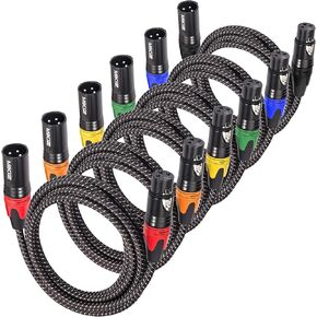 Braided XLR Cables for Microphone 1 Foot 10 Pack- 3 Pins XLR Male to Female