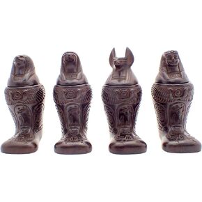 Footed Canopic Jars Black Matte - Set of 4-4" - Made in Egypt