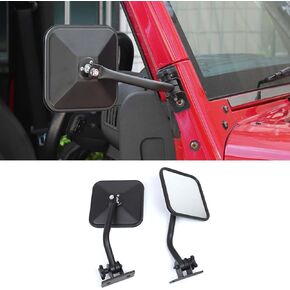Hoolcar Door Off Mirrors Door Hinge Side View Mirror Quick Release Square Mirror Compatible with 1997-2017 Jeep Wrangler TJ JK JKU, Exterior Accessories, 1 Pair