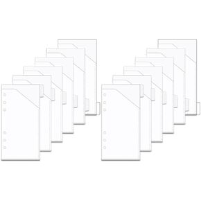 2 Sets 6 Tabs Cash Envelope for Personal A6 Budget Sheet Pockets Folder, Loose Leaf 6 Holes Translucent PP Cash Wallet System with Index Divider Tabs for Journal Budgeting Binders Organizer