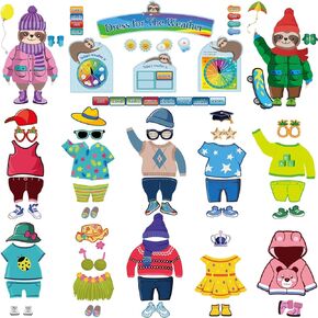 103 Pieces Weather Chart Bulletin Board Set for Classroom Dress Weather Chart for Preschool Decoration Seasonal Bulletin Board Cutout Set for 100th Day of School Wall Decor (Cute Style)