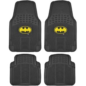 Batman Rubber Car Floor Mats 4 PC Front Heavy Duty All Weather Protection - Trimmable to fit