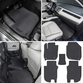 Floor Mat for Honda HR-V 2016 2017 2018 2019 2020 2021 2022 Heavy Duty Rubber Front+Rear Car Liner Carpet All Weather Custom Fit Waterproof Odorless (Black 5PCS)