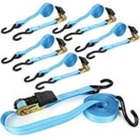 Ratchet Straps, 6Pack 20Ft Ratchet Tie Down Straps, 1700 LB Break Strength Ratchet Tie Down Straps with Safety Lock S Hooks & Rubber Handle for Moving Cargo, Motorcycle, Appliances, Lawn Equipment