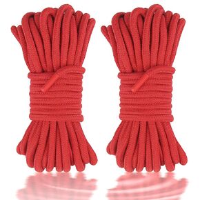 2-Pack Soft Cotton Rope Durable Thick Rope Skin Friendly Smooth Cotton Rope 10 Meters/32 Feet 8MM Multipurpose Protecting Ending Twisted Long Rope Black-Black