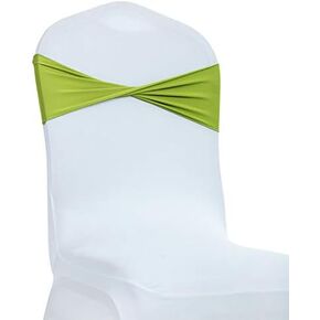 Pack of 10 PCS | Green | Spandex Chair Sashes Bows Without Buckle | Stretch Elastic Banquet Universal Folding Chair Band Tie with for Wedding Party Conference Celebration Event Decoration
