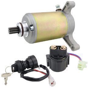 Starter Motor & Relay & Ignition Switch for Yamaha Warrior 350 YFM350 1987-1995 Moto 4 350 YFM350 1987-1995 Big Bear 350 YFM 350 4X4 1990-1994 TerraPro 350 YFP350 1988 1UY-81890-00-00