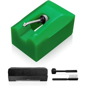 ATN95E Replacement Stylus Compatible with Audio-Technica AT-LP120-USB AT93 AT95 Turntable, Diamond Record Player Needles Replacement Stylus with Phono Brush (Not for LP120X-USB), Green
