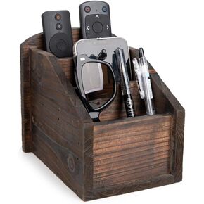 BARGIFTS TV Remote Holder,Wooden Remote Control Caddy,3 Slot Office Supply Organizers,Farmhouse Remote Control Holder TV Remote Caddy (vintage)