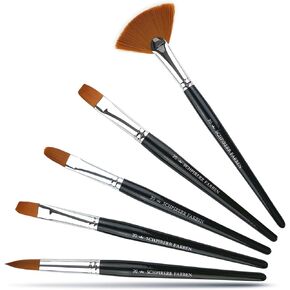 SCHPIRERR FARBEN - Big 5 Paint Brushes for Canvas Painting, Acrylic, Gouache, Oil and Watercolor Paint Brush Set with Synthetic Bristles, Great for Beginners and Seasoned Painters, Set of 5, Size 20
