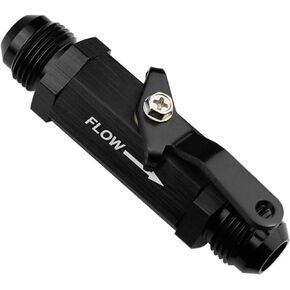 Aluminum 6AN Male Fuel Shut Off Valve Flow Control Cut Off Valve Fitting wIth Cable Lever Black