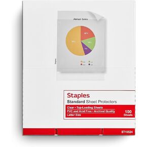 Staples 40713 Standard Weight Sheet Protectors Clear 100/Box (10524) in Saudi Arabia