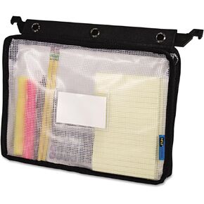 Advantus 50904 Expanding Zipper Pouch, 13 x 9 1/4, Clear/Black