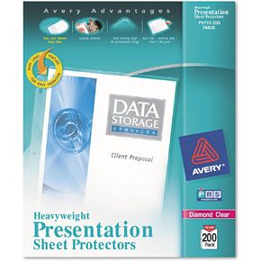 Avery 74400 Heavyweight Sheet Protectors, Letter Size, Diamond Clear, 200/BX
