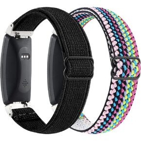 Elastic Watch Band Compatible with Fitbit Inspire 2/ Inspire/Inspire HR,Adjustable Stretch Soft Nylon Breathable Wristband Replacement Women Men for Fitbit Inspire（Black-Graffiti）