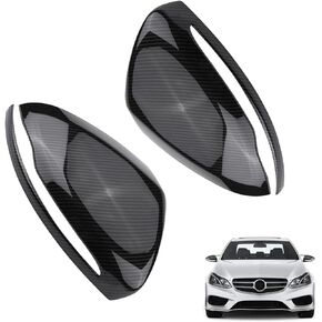 Side View Mirror Cover for Mercedes Benz, 2 Packs Left& Right ABS Carbon Fiber Print Color Rearview Mirror Protect Cap for Mercedes Benz C/E/GLC/S Class W205 W213 X253 W222