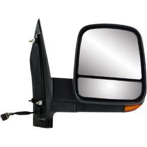 Fit System Passenger Side Mirror for Chevrolet Express, GMC Savana, Textured Black, w/Turn Signal, Dual Lens, Foldaway, Heated Power