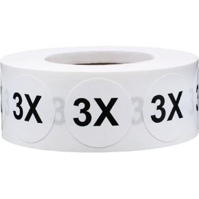 White Circle 1X Clothing Size Stickers for Retail Apparel 0.75 Inch 500 Total Adhesive Labels