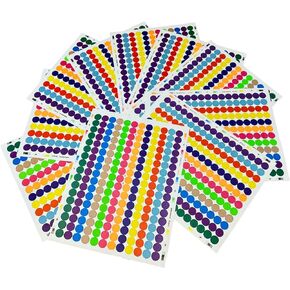 1/2 Inch Round Color Coding Circle Dot Sticker Labels, 12 Bright Colors, 8 1/2" x 11" Sheet (2040 Pack)