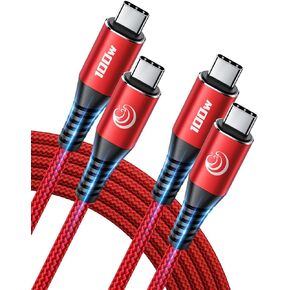 USB C to USB C [6ft 2Pack] 100w USBC to USBC Cable C to C Cable Fast Charging Type C to Type C Cord for iPhone 15 Pro Max Plus MacBook Air/Pro iPad Pro/Air Samsung Galaxy S24/S23/S22 Pixel Switch,XPS
