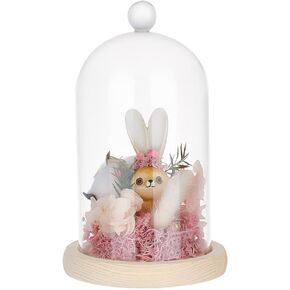 PH PandaHall Glass Cloche Bell Jar Display Dome Case with Wood Base Glass Decoration Bottles for Plants Flower Display Clay Succulents Storage Home Christmas Party Favor Decoration 4.3x7.2 inch