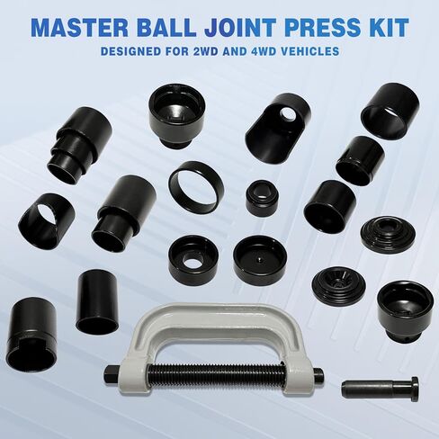 طقم ضغط مفصل كروي رئيسي مكون من 23 قطعة، أداة إزالة وصلات كروية شديدة التحمل على شكل حرف U، أدوات إزالة وتثبيت، مصممة لمعظم المركبات ذات الدفع الثنائي والرباعي الدفع in Kuwait