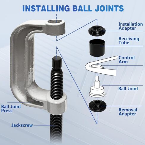 طقم ضغط مفصل كروي رئيسي مكون من 23 قطعة، أداة إزالة وصلات كروية شديدة التحمل على شكل حرف U، أدوات إزالة وتثبيت، مصممة لمعظم المركبات ذات الدفع الثنائي والرباعي الدفع in Kuwait