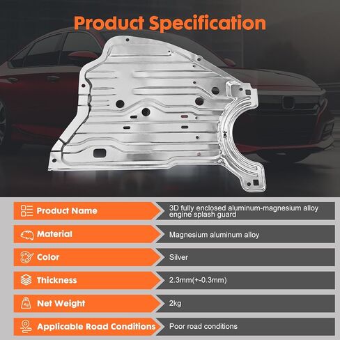 لوحة غطاء درع المحرك أسفل السيارة متوافقة مع Honda Civic 2016 2017 2018 2019 2020 2021، استبدال 74110-TBA-A00، 90674-TY2-A01 in Kuwait