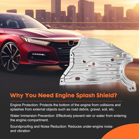 لوحة غطاء درع المحرك أسفل السيارة متوافقة مع Honda Civic 2016 2017 2018 2019 2020 2021، استبدال 74110-TBA-A00، 90674-TY2-A01 in Kuwait