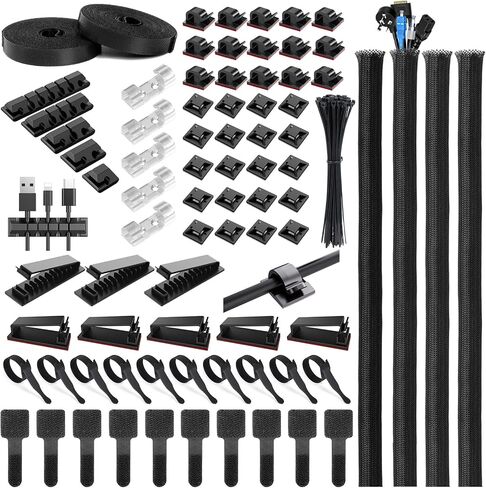 Cable Management Kit, Multiple Wire Management, Cable Ties Adhesive Cable Clips Cord Holder Wire Organizer Sleeve, Multifunction Cable Management Under Desk for Home, Office, Data Centers in Saudi Arabia