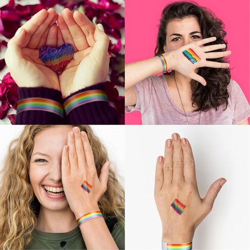 600Pcs Party Wristbands for Events Rainbow Wristbands Waterproof Pride Paper Wristbands Colored Paper Bracelets Event Wrist Bands Identification Arm Bands for Birthday Party, 10x0.8'' (Rainbow) in Saudi Arabia