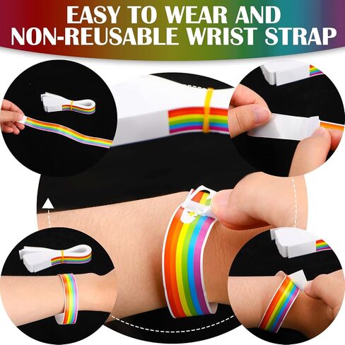 600Pcs Party Wristbands for Events Rainbow Wristbands Waterproof Pride Paper Wristbands Colored Paper Bracelets Event Wrist Bands Identification Arm Bands for Birthday Party, 10x0.8'' (Rainbow) in Saudi Arabia