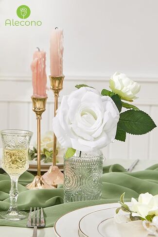 Alecono Artificial Flowers, Dusty Pink Silk Fake Flowers for DIY Wedding Bridal Bouquets, Wedding Cake Flowers for Table Centerpieces Baby Shower Birthday Party Home Decorations in Saudi Arabia