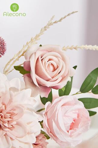Alecono Artificial Flowers, Dusty Pink Silk Fake Flowers for DIY Wedding Bridal Bouquets, Wedding Cake Flowers for Table Centerpieces Baby Shower Birthday Party Home Decorations in Saudi Arabia