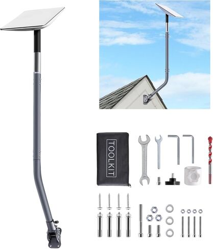 Starlink Mount Starlink Roof Mount، Starlink Pole Mount، حامل حائط طويل معدني Starlink مع محول، طقم تركيب Starlink للقمر الصناعي Starlink Internet Kit، متوافق مع V2 Starlink J Pole in Kuwait