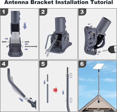 Starlink Mount Starlink Roof Mount، Starlink Pole Mount، حامل حائط طويل معدني Starlink مع محول، طقم تركيب Starlink للقمر الصناعي Starlink Internet Kit، متوافق مع V2 Starlink J Pole in Kuwait
