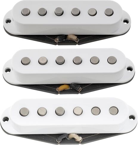 The Revival Pickups RPS4 Pride & Joy SRV Vintage Alnico 5/Alnico 2 Strat Pickups مجموعة التقاط واحدة برقبة ملفوفة وجسر متوسط ​​للجيتار الكهربائي على طراز Strat، أبيض in Saudi Arabia