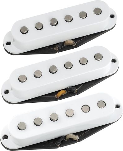 The Revival Pickups RPS4 Pride & Joy SRV Vintage Alnico 5/Alnico 2 Strat Pickups مجموعة التقاط واحدة برقبة ملفوفة وجسر متوسط ​​للجيتار الكهربائي على طراز Strat، أبيض in Saudi Arabia