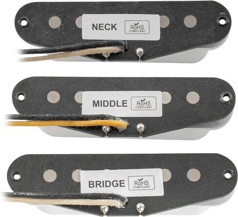The Revival Pickups RPS4 Pride & Joy SRV Vintage Alnico 5/Alnico 2 Strat Pickups مجموعة التقاط واحدة برقبة ملفوفة وجسر متوسط ​​للجيتار الكهربائي على طراز Strat، أبيض in Saudi Arabia