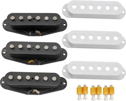 The Revival Pickups RPS4 Pride & Joy SRV Vintage Alnico 5/Alnico 2 Strat Pickups مجموعة التقاط واحدة برقبة ملفوفة وجسر متوسط ​​للجيتار الكهربائي على طراز Strat، أبيض in Saudi Arabia