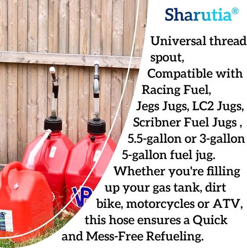 Racing Fuel Filler Hose Gallon with Jug Cap Compatible with VP Fuel Jug, 5 Gallon Gas Can,LC2 Gas Can, Racing, ATV, Dirt Bike and 3/5.5 Gallon Jugs in Saudi Arabia
