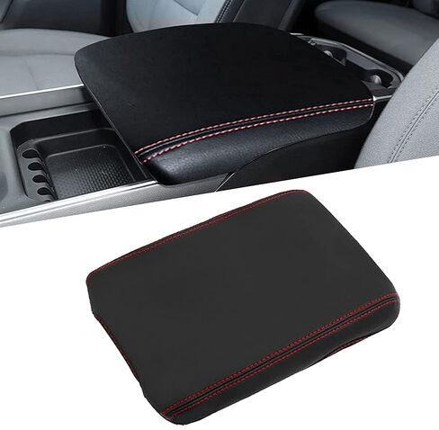 sportuli Center Console Cover Anti-Scratch Leather Armrest Pad Replace for 2019-2022 2023 Dodge RAM 1500 2500 3500, for All Makes & Models with Bucket Seats (Black Stitches) in Saudi Arabia