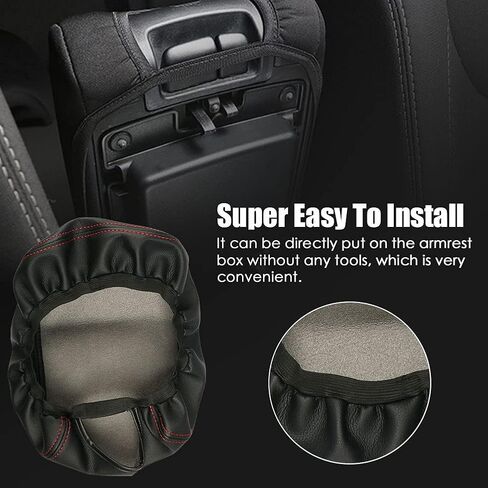 sportuli Center Console Cover Anti-Scratch Leather Armrest Pad Replace for 2019-2022 2023 Dodge RAM 1500 2500 3500, for All Makes & Models with Bucket Seats (Black Stitches) in Saudi Arabia