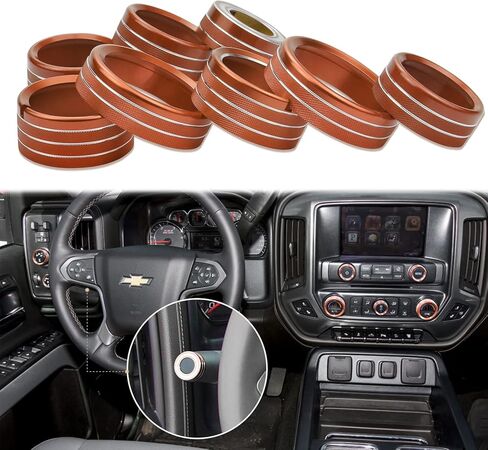 أغطية مقبض وحدة التحكم المركزية بزر التبديل AC لملحقات Chevy Silverado وGMC Sierra 2014 2015 2016 2017 2018 لتزيين التحكم في مكيف الهواء (سبائك الألومنيوم، أحمر) in Kuwait