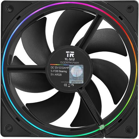 Thermalright TL-S12 CPU Fan 120mm, 4pin PWM Connector Silent ARGB Computer Case Cooler Fan with S-FDB Bearing, up to 1500RPM Cooling Fans Black in Saudi Arabia