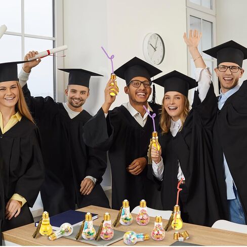 Tioncy 108 Pcs/36 Sets 2025 Graduation Party Favor for Guest Plastic Light Bulb Jars Set Graduation Candy Jar Money Holder Bulk with Stickers Tassels Crafts Grad Bulb Container(Gold) in Saudi Arabia