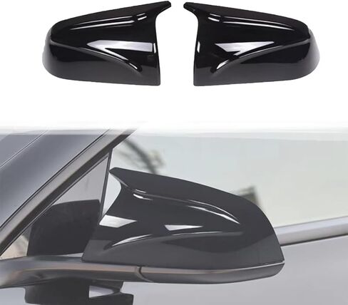 Mirror Cap Covers Ox Horn Style Compatible with Tesla Model 3 2017-2023,Add-on Type Side Mirror Cover Cow Horn Look (Carbon Fiber Pattern) in Kuwait