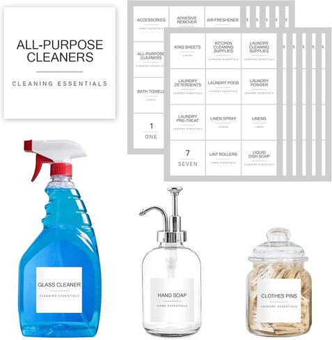 Mustry 156 ملصق غسيل بسيط لتنظيم المنزل، ملصقات ذاتية اللصق سهلة التقشير وإعادة الوضع، ملصقات بيضاء غير لامعة مقاومة للماء تتضمن ورقة مرجعية للفهرسة السريعة in Kuwait