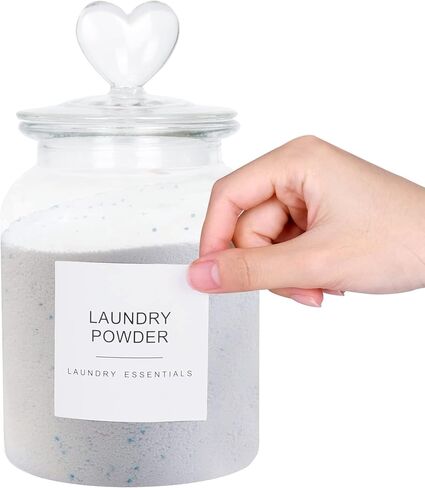 Mustry 156 ملصق غسيل بسيط لتنظيم المنزل، ملصقات ذاتية اللصق سهلة التقشير وإعادة الوضع، ملصقات بيضاء غير لامعة مقاومة للماء تتضمن ورقة مرجعية للفهرسة السريعة in Kuwait